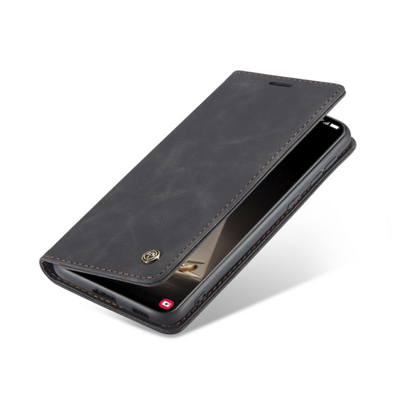 Husa CASEME pentru Samsung Galaxy S21 FE, Leather Wallet Case, negru