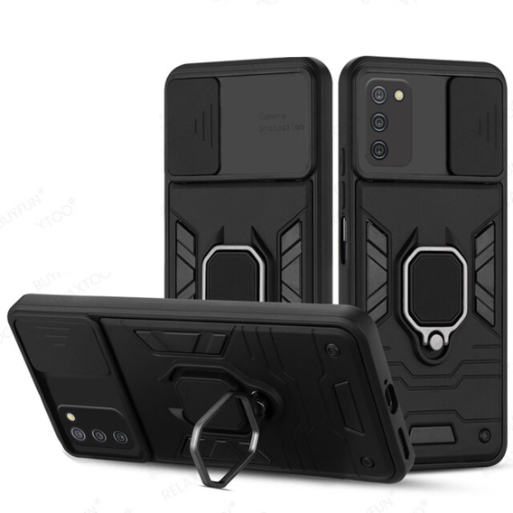 Husă pentru Samsung Galaxy A03s, KickStand Camera Lens, albastru