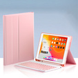 Carcasă + tastatură iPad 10.2 7/8/9 gen 2019/2020/2021, Keyboard Cover Pen Slot, roz rose gold