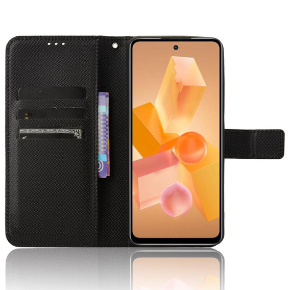 Cu clapetă pentru Infinix Hot 40i, Wallet Smart Magnet, negru