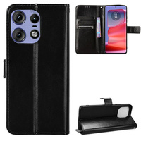 Cu clapetă pentru Motorola Edge 50 Pro, Crazy Horse Wallet, negru