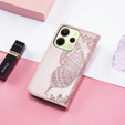 Cu clapetă pentru Xiaomi Redmi Note 14 4G, Butterfly, roz rose gold