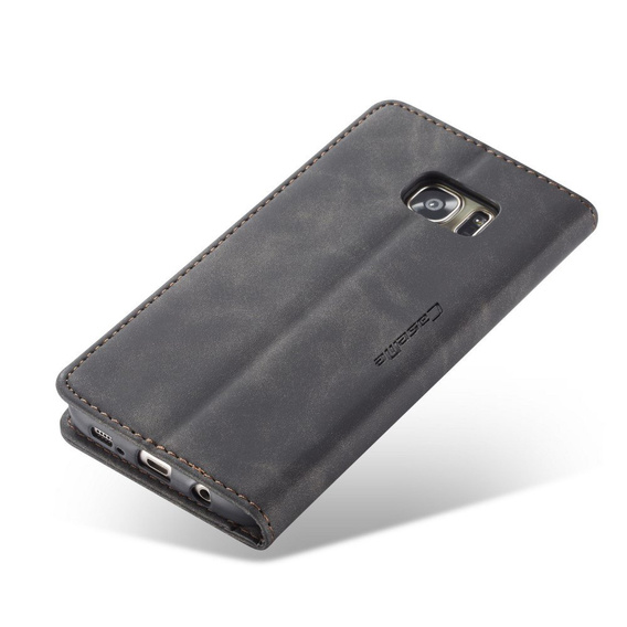 Husa CASEME pentru Samsung Galaxy S7 Edge, Leather Wallet Case, negru