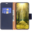 Cu clapetă pentru Samsung Galaxy A55 5G, Wallet Litchi Leather, albastru închis