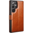 Carcasa flip pentru Samsung Galaxy S25 Ultra, QIALINO Leather Wallet, maro