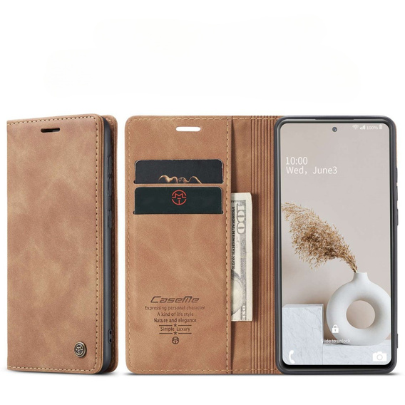 Husa CASEME pentru Samsung Galaxy S20 FE, Leather Wallet Case, maro