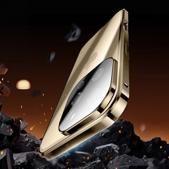 Husa pentru iPhone 16 Pro, Magnetic Dual Glass, de aur