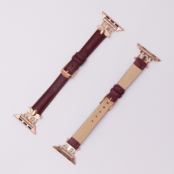 Curea din piele pentru Apple Watch 1/2/3/4/4/5/6/6/7/8/SE/Ultra 42/44/45/49mm, maroon