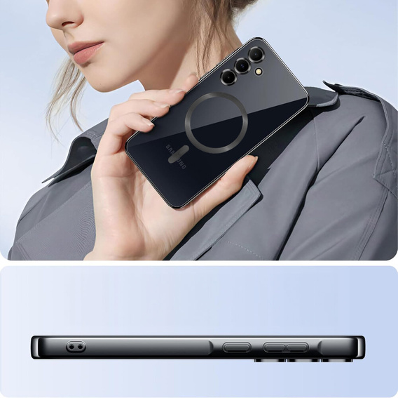 Husă pentru Samsung Galaxy S24+ Plus, Electro MagSafe, negru + Sticlă pentru ecran