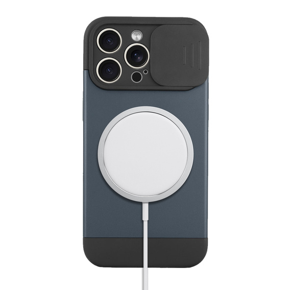 Huse pentru iPhone 15 Pro Max, ERBORD MagProtect Slide Camera, albastru titan