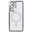 Carcasa Magnetic Dual Glass MagSafe pentru Samsung Galaxy S21 Ultra, de argint