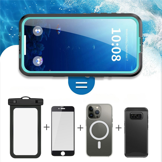 Husă pentru iPhone 17 Pro Max, IP68 rezistentă la apă, SHELLBOX MagSafe, albastru