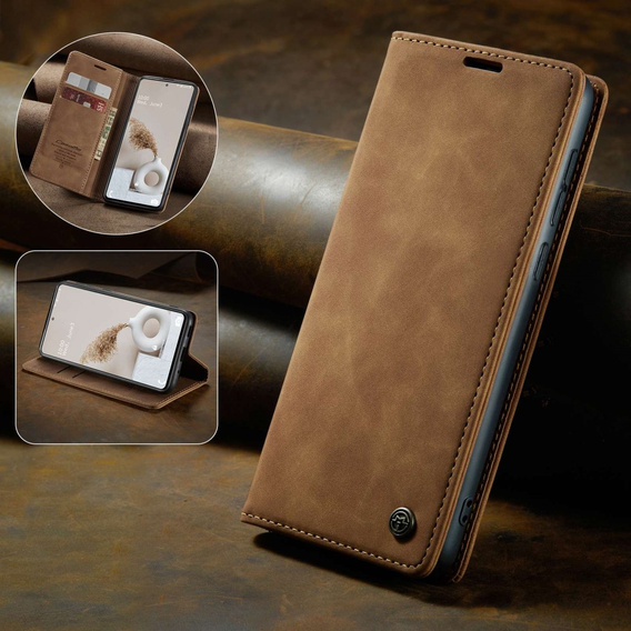 Husa CASEME pentru Samsung Galaxy S20 FE, Leather Wallet Case, maro
