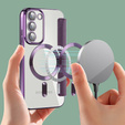 Cu clapetă pentru Samsung Galaxy S23, Wallet, MagSafe, violet