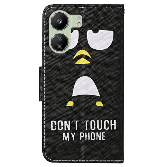 Cu clapetă pentru Xiaomi Redmi 13C / Poco C65, Wallet, Don't Touch My Phone, negru