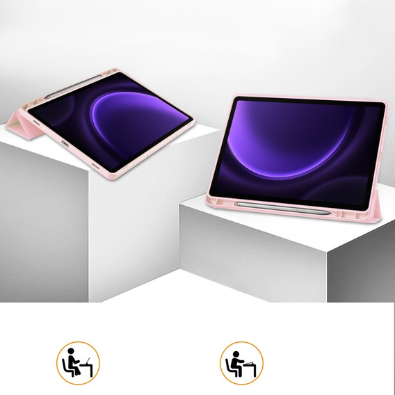 Husă pentru Samsung Galaxy Tab S10 Lite / S10 FE / S9 FE, Smartcase cu spațiu pentru stylus, roz