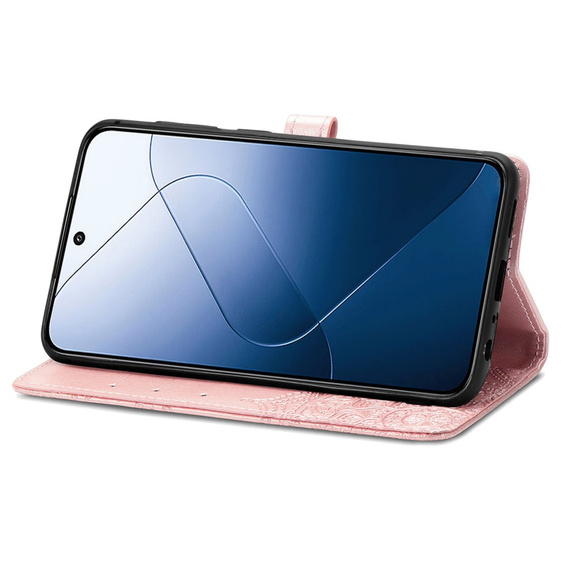 Cu clapetă pentru Xiaomi 14T, Mandala, roz rose gold