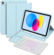 Husă cu tastatură bluetooth iluminată pentru iPad 10.9 2022 (10 gen.), albastru