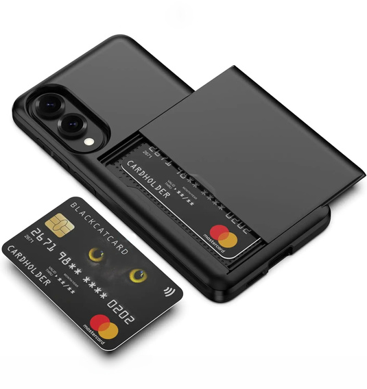 Huse pentru Samsung Galaxy S25 Edge, Sliding Card Holder, negru