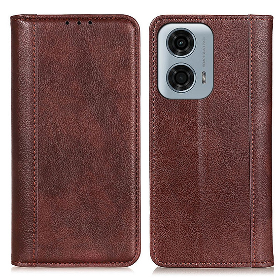 Huse pentru Motorola Moto G24 / G24 Power / G04, Wallet Litchi Leather, maro