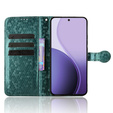 Husă cu clapetă pentru Oppo Reno 14, Wallet Rhombus, verde