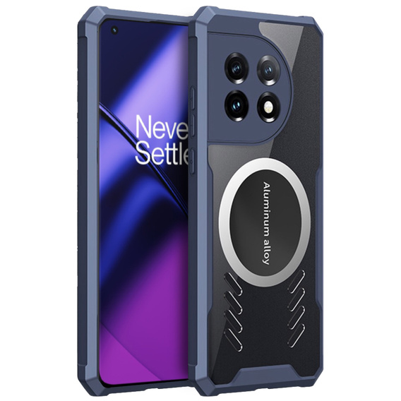 Carcasă pentru OnePlus 11 5G, cu placă magnetică, transparent / albastru marin