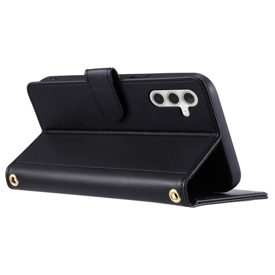 Husă cu clapetă pentru Samsung Galaxy A36 5G, Rhombus Crossbody Leather, negru