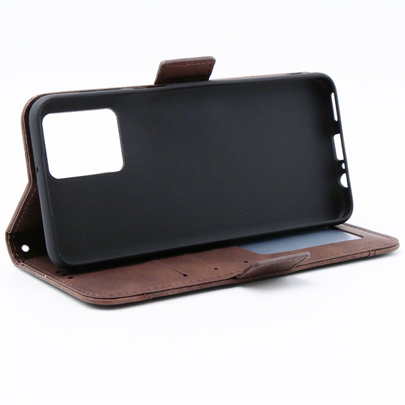 Cu clapetă pentru Motorola Moto G54 5G, Card Slot, maro