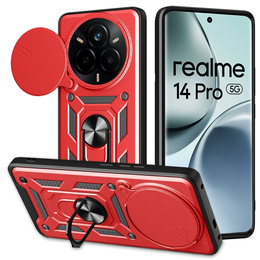 Husă blindată pentru Realme 14 Pro 5G, CamShield Slide, roșu