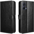 Cu clapetă pentru Motorola Moto G85, Crazy Horse Wallet, negru