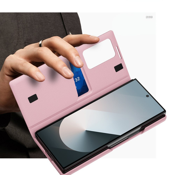 Husă cu clapetă pentru Samsung Z Fold5 5G, Smart View Wallet, roz