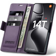 Husă pentru Xiaomi 14T, ERBORD Glossy Litchi, portofel cu clapetă, violet