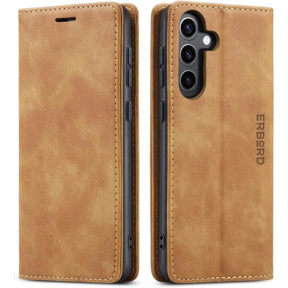 Husă pentru Samsung Galaxy A16, ERBORD Vintage, portofel cu clapetă, maro