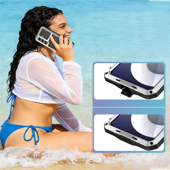 Carcasă blindată cu sticlă încorporată pentru Samsung Galaxy S26, argintiu