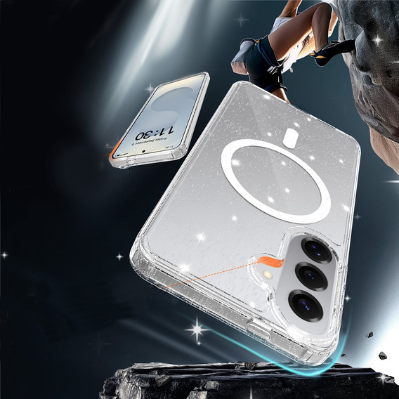 Husă strălucitoare, pentru MagSafe pentru Samsung Galaxy S26 Plus, transparentă