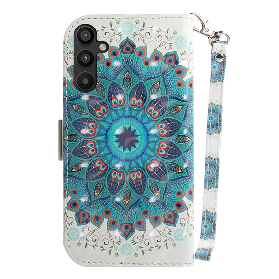 Cu clapetă pentru Samsung Galaxy A54 5G, Wallet mandala, alb