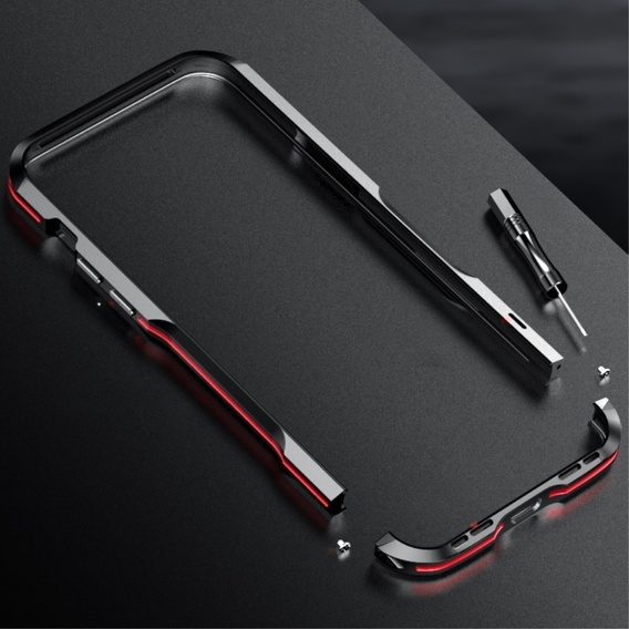 Husa LUPHIE pentru iPhone 15 Plus, Armor Bumper, negru / roșu