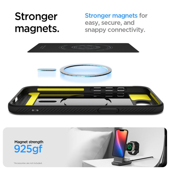 Carcasa Spigen pentru iPhone 16E, Rugged Armor MagSafe, negru + Tempered Glass 9H