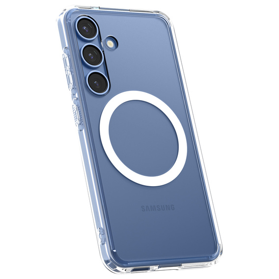 Carcasă MagSafe Spigen pentru Samsung Galaxy S25+ Plus, Ultra Hybrid, transparent / alb + 9H Tempered Glass