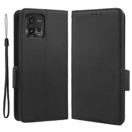 Cu clapetă pentru Motorola Moto G72, Wallet Litchi Magnet, negru