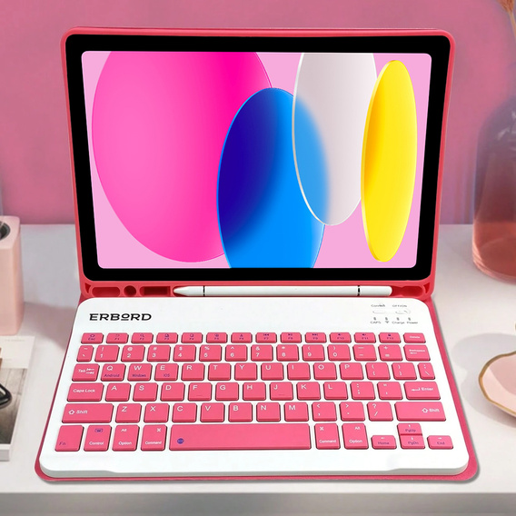 Carcasă + tastatură iPad 10.9 2022 10 Gen, Pen Slot, roz rose gold