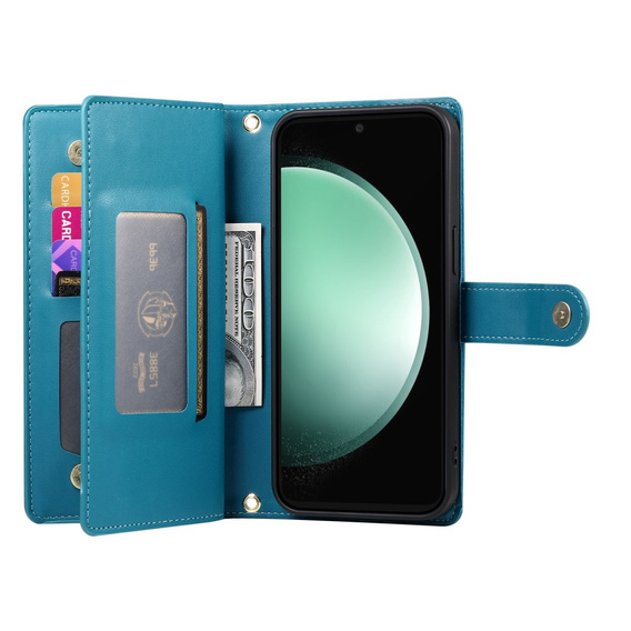 Cu clapetă pentru Samsung Galaxy S25 Edge, Wallet Zipper Pocket, albastru