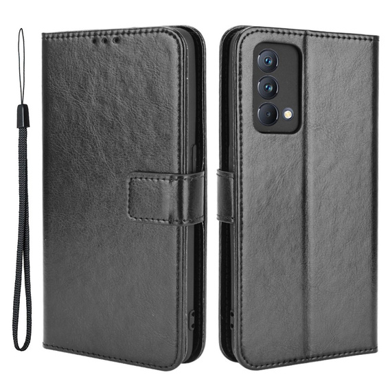 Cu clapetă pentru Realme GT Master, Crazy Horse Wallet, negru