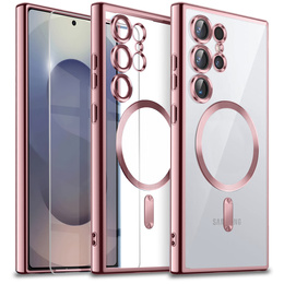 Husă pentru Samsung Galaxy S25 Ultra, Electro MagSafe, roz rose gold + Sticlă pentru ecran
