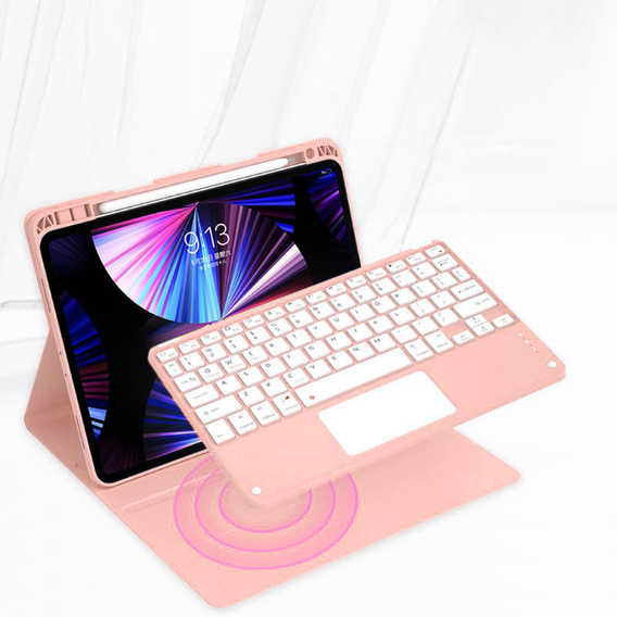 Carcasă + tastatură iPad Air 10.9 4 2020 / 5 2022, Touchpad, roz rose gold