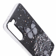 Husă pentru Samsung Galaxy S24, Glitter Butterfly, negru