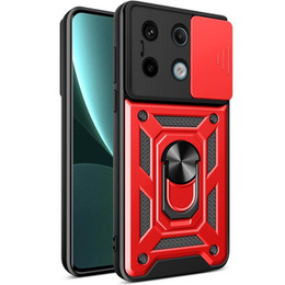 Husă blindată pentru Xiaomi Redmi Note 13 Pro 5G, CamShield Slide, roșu