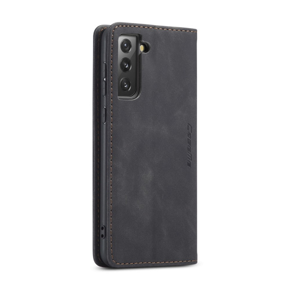 Husa CASEME pentru Samsung Galaxy S21 FE, Leather Wallet Case, negru
