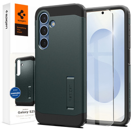 Carcasa Spigen pentru Samsung Galaxy S25+ Plus, Tough Armor Mag MagSafe, verde + 9H Tempered Glass
