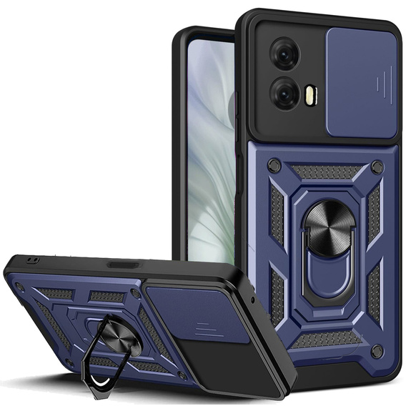 Husă blindată pentru Motorola Moto E14, CamShield Slide, albastru